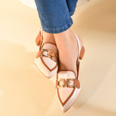 THE MILAN - Ivory Pointed Toe Block Heel Mules